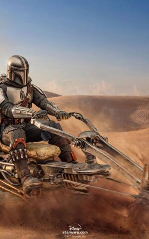 Mandalorian on Speederbike Star Wars The Mandalorian Deluxe Art 1/10 Scale Statue by Iron Studios