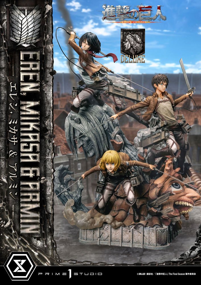 Eren, Mikasa, & Armin Deluxe Bonus Version Attack on Titan Ultimate Premium Masterline Statue by Prime 1 Studio